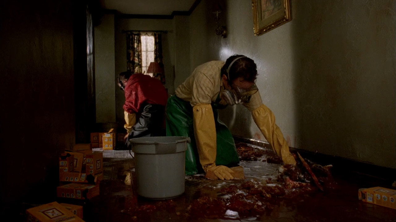 Walt and Jesse clean up Emilio's body
