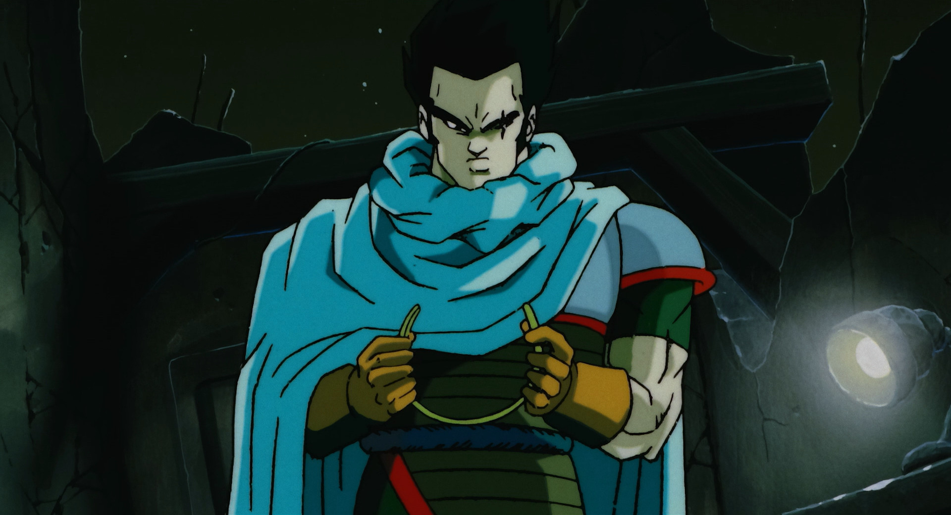 Paragus about to place the mind control device on Broly