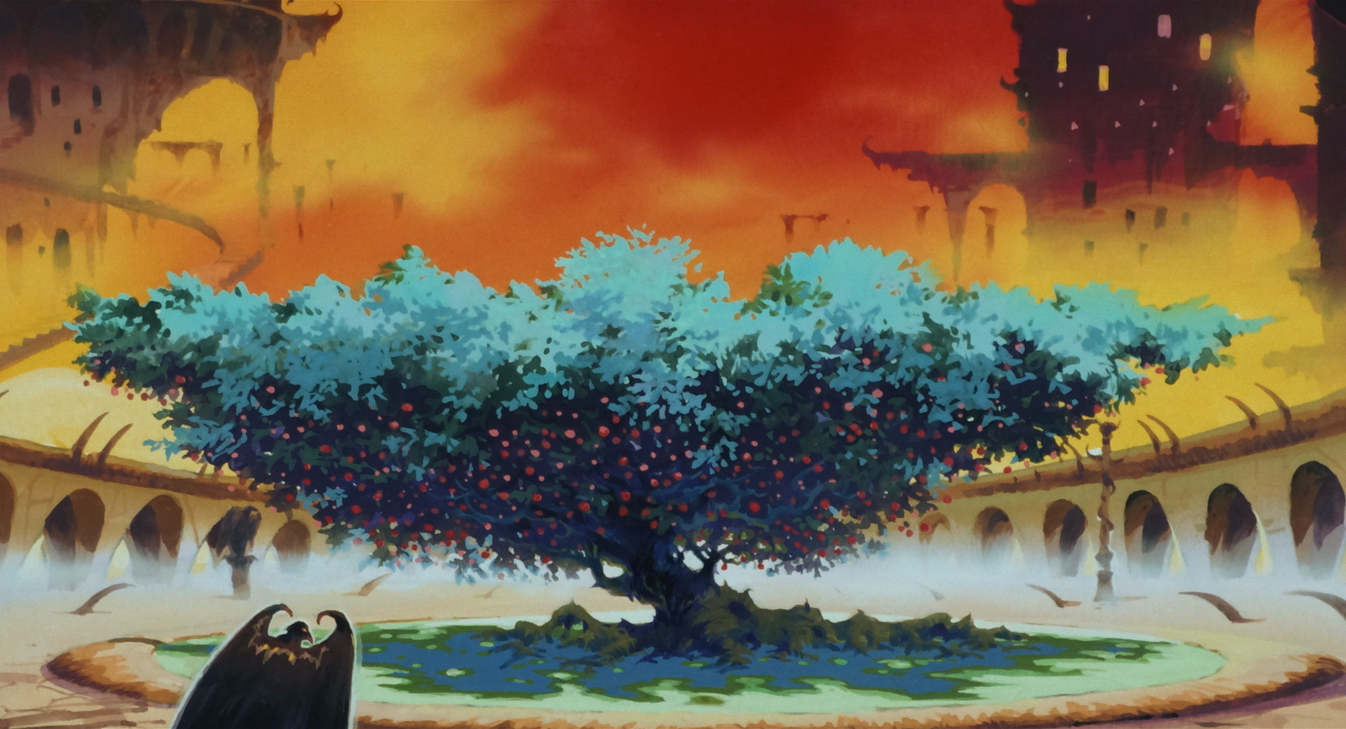 A tree in the courtyard of Garlic Junior's castle
