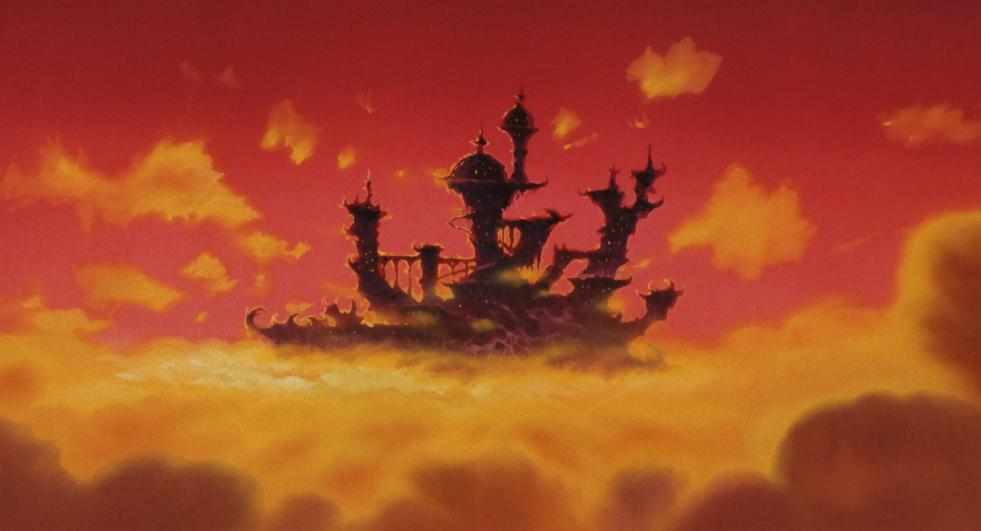 An establishing shot of Garlic Junior's castle