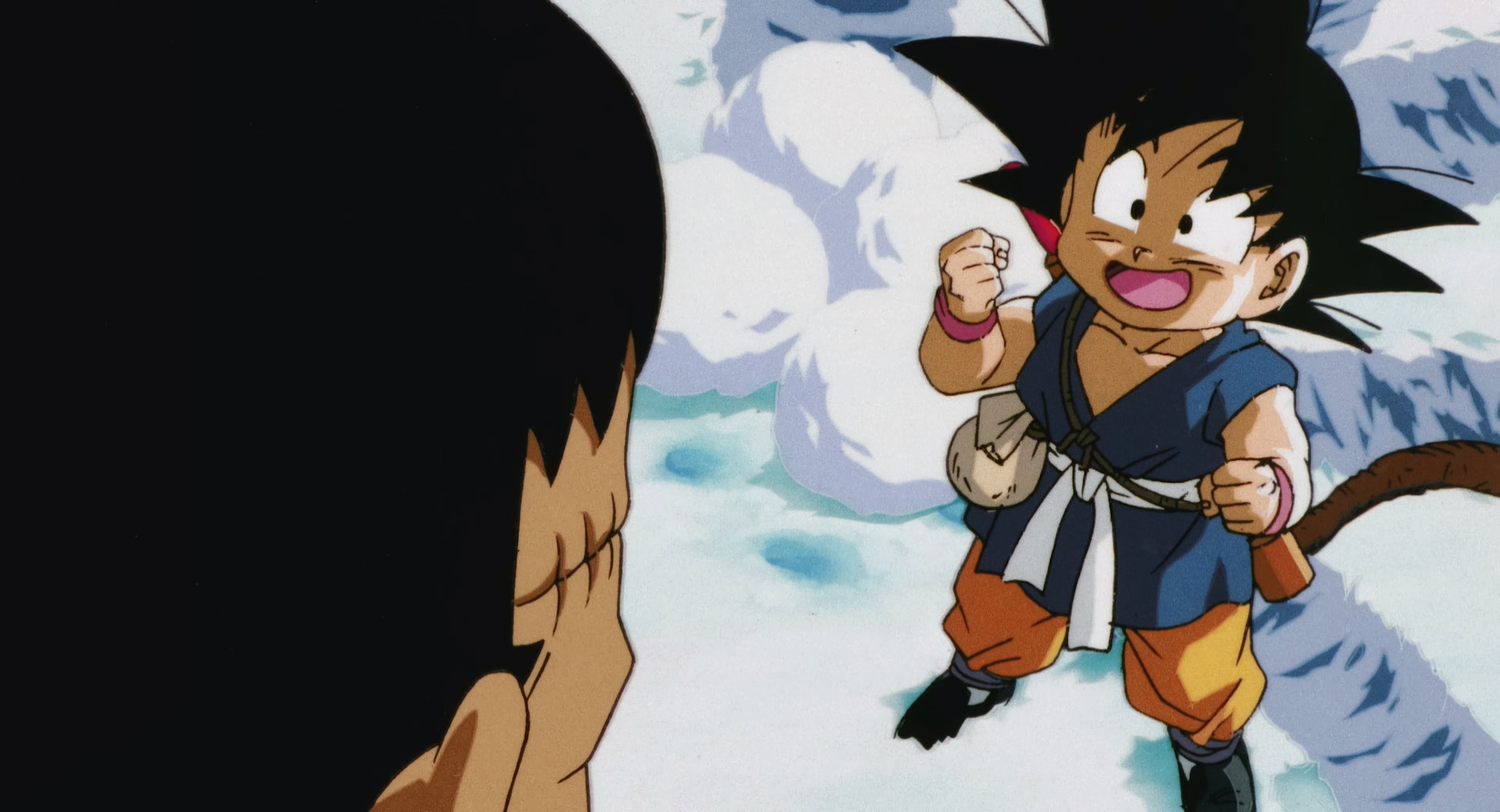 Goku plays with Android 8 in the snow