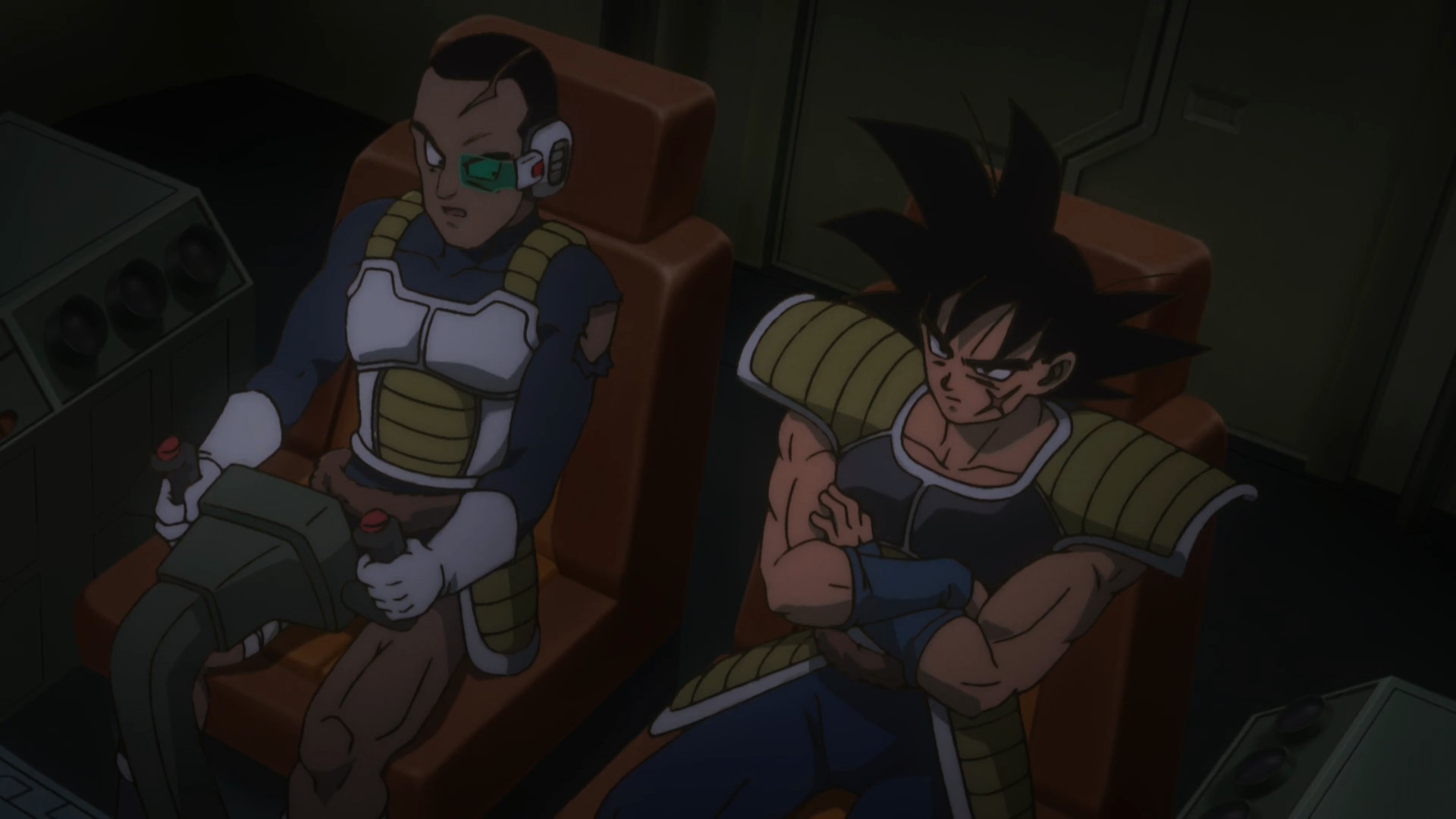 Bardock sits beside a fellow Saiyan