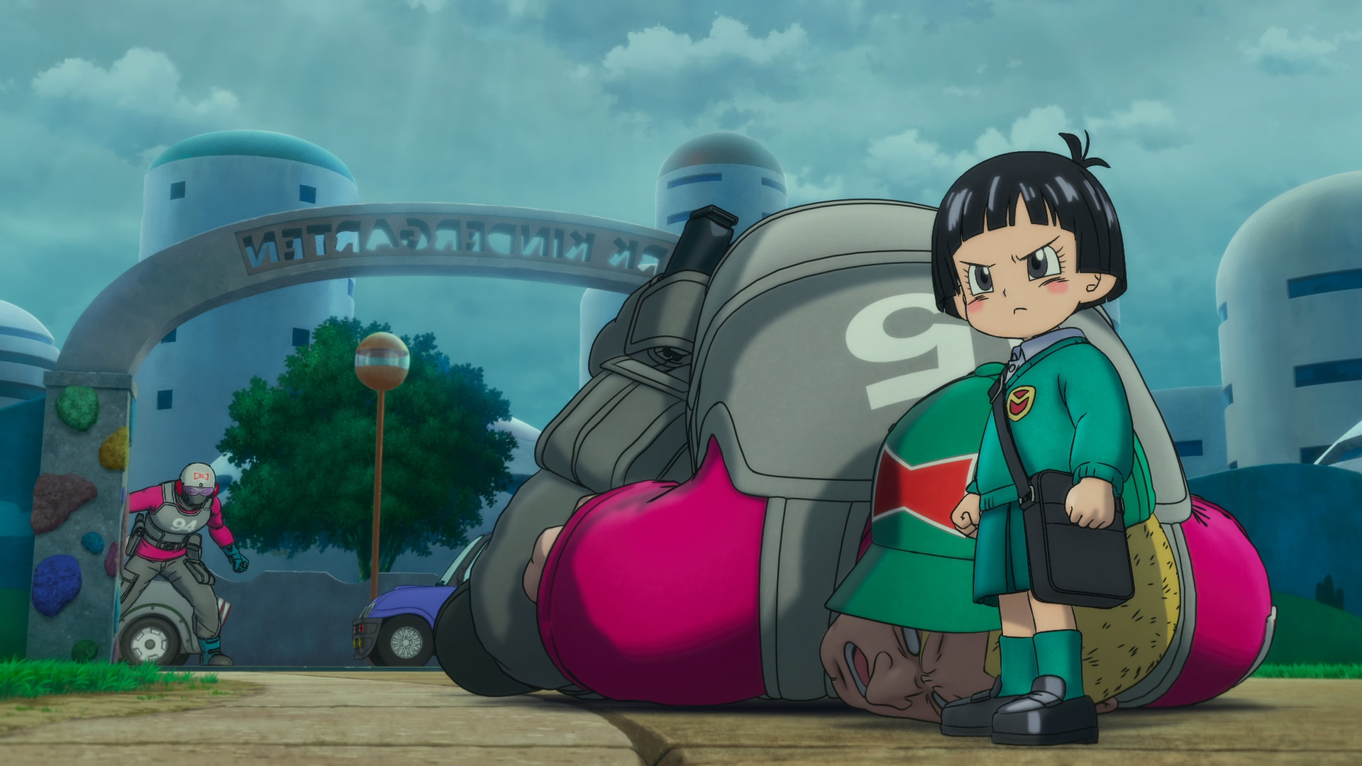 Pan beats up a Red Ribbon grunt