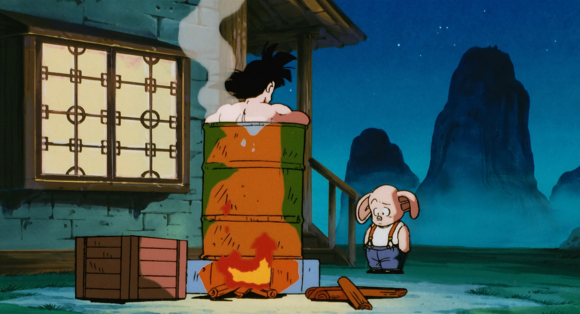 Oolong tells Goku about Bulma, the Turtle Hermit, and Piccolo's whereabouts