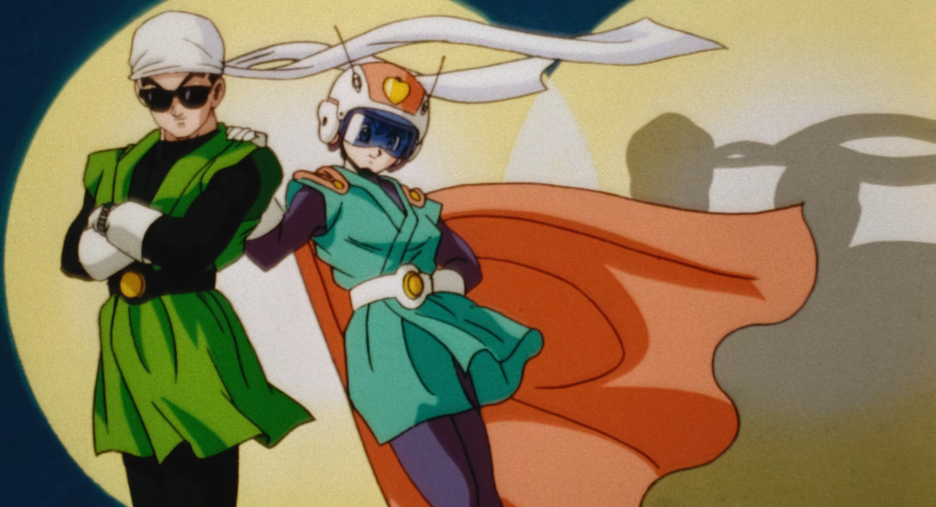 Gohan and Videl pose as the Great Saiyaman Mk I and II