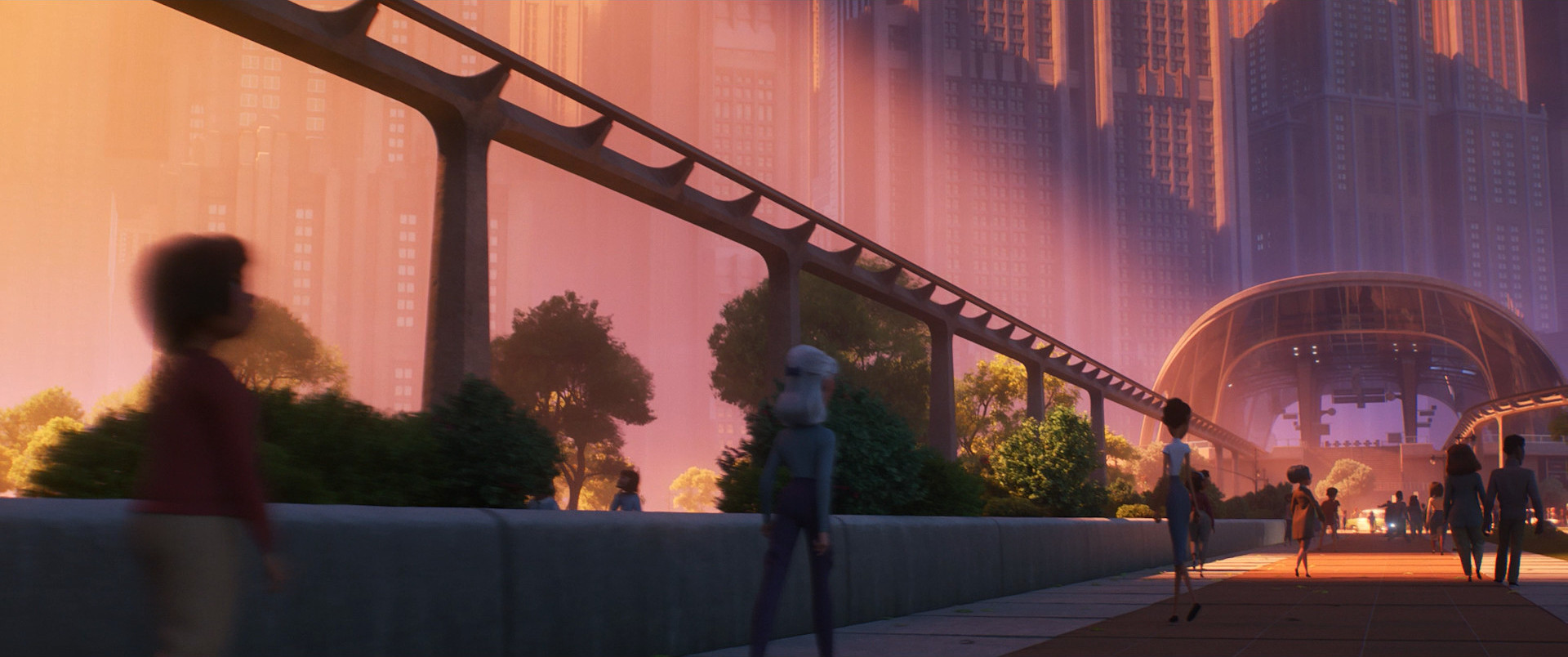 Screenshot from the Elasticycle scene from Incredibles 2