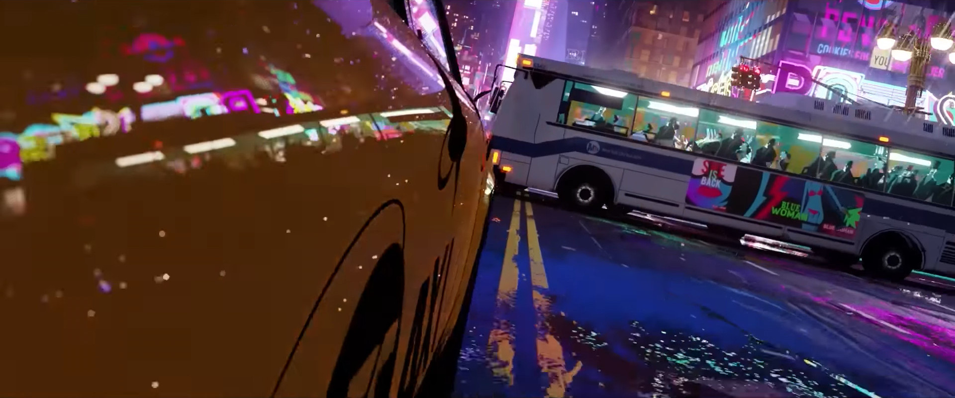 Screenshot from a Spiderverse test animation
